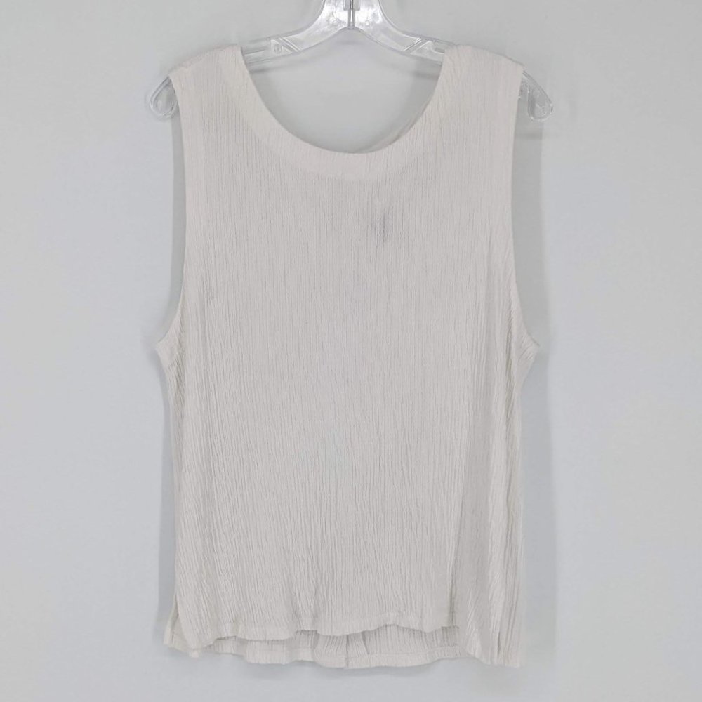Anthropologie Cream Crepe Wrinkle Knit Button Back Viscose Montauk Tank Top XL - Picture 4 of 13